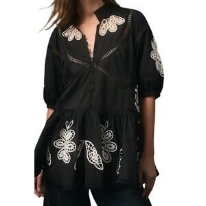 Forever That Girl Short Sleeve High Neck Peasant Blouse Size S New w/ Tag SOO